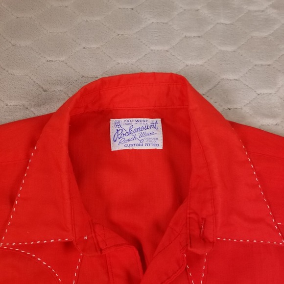 VTG Rockmount Ranch Wear Western Shirt Mens Lg Pearl Snap Red Long Sleeve - Picture 6 of 14